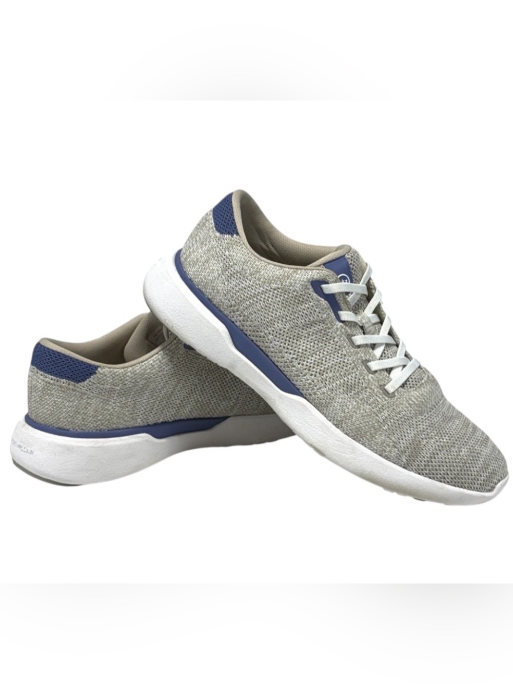 Peter Millar Glide V3 Sneaker Men's Size 8.5 Shoe Beige Blue trim  Crown Sport